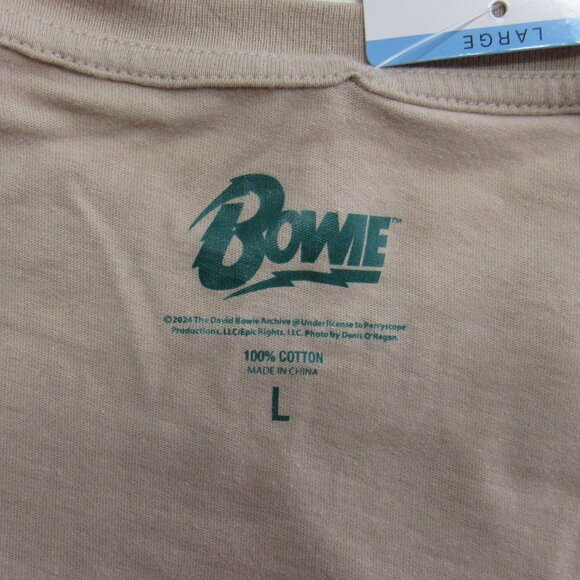 David Bowie Logo Licensed Womens Graphic T-Shirt Cream/Pink Short Sleeve Size L - Picture 4 of 6